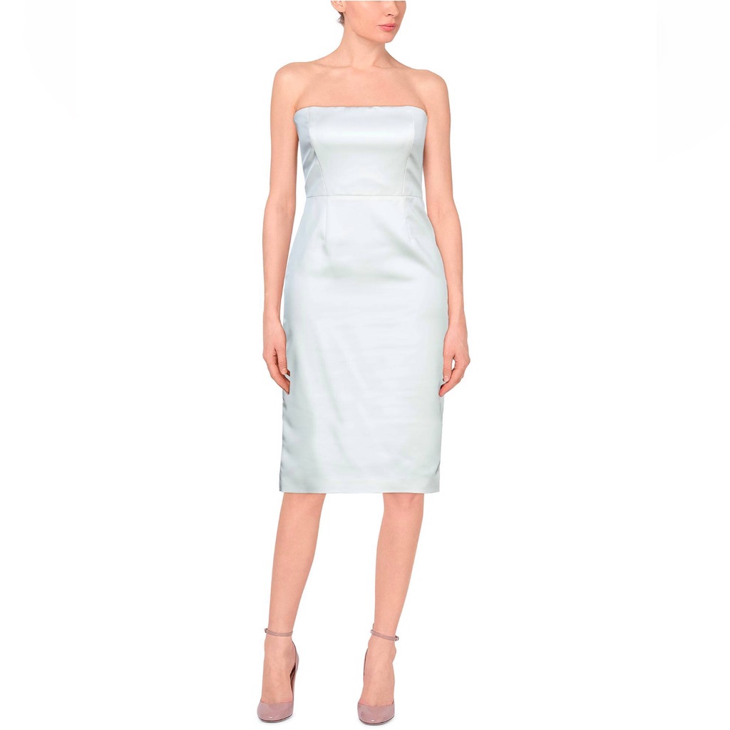 Manuel Ritz Elegant White Strapless Midi Dress